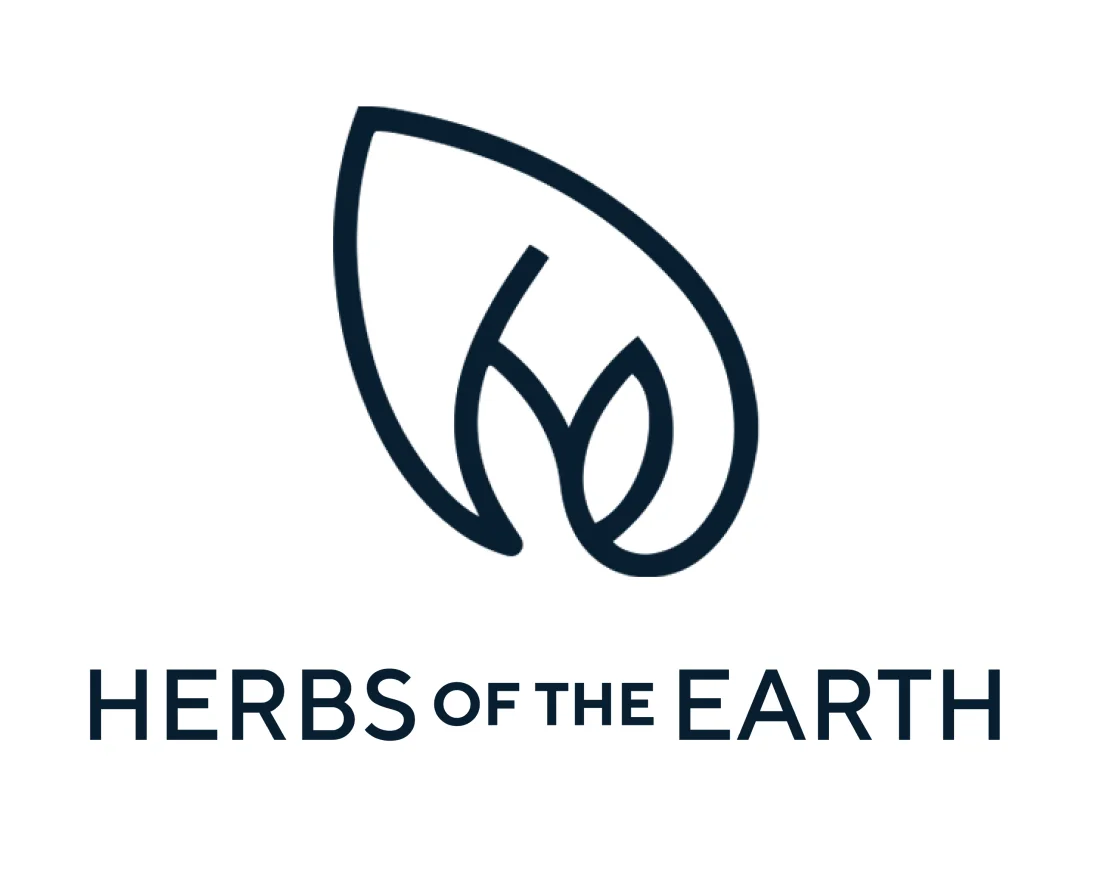 Herbs of the Earth logo of blue leaf